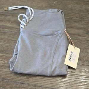 Joyfolie Heather Gray High-Waist Leggings with White Drawcord